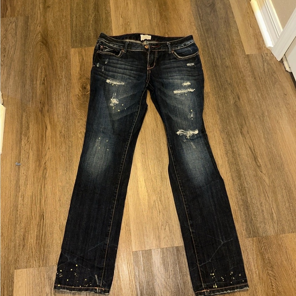 Aeropostale Women's Distressed Jeans - Dark Blue